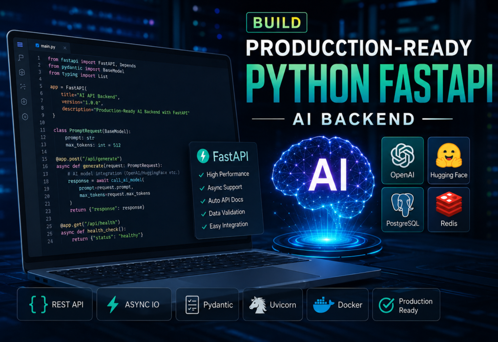 Build a Production-Ready Python FastAPI AI Backend code structure on a laptop screen