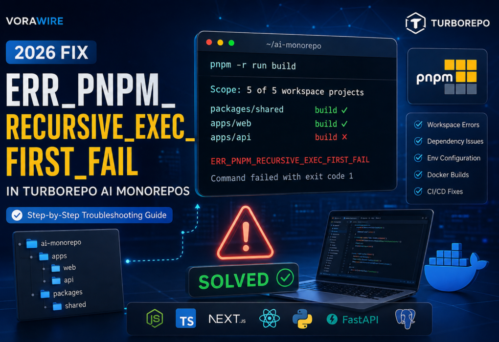 ERR_PNPM_RECURSIVE_EXEC_FIRST_FAIL fix in Turborepo AI monorepos using pnpm, Node.js, Docker, and CI/CD troubleshooting